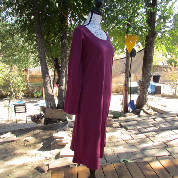 Alexander Del Rossa Rich Burgundy Long Sleeve Dress - Picture 5 of 6